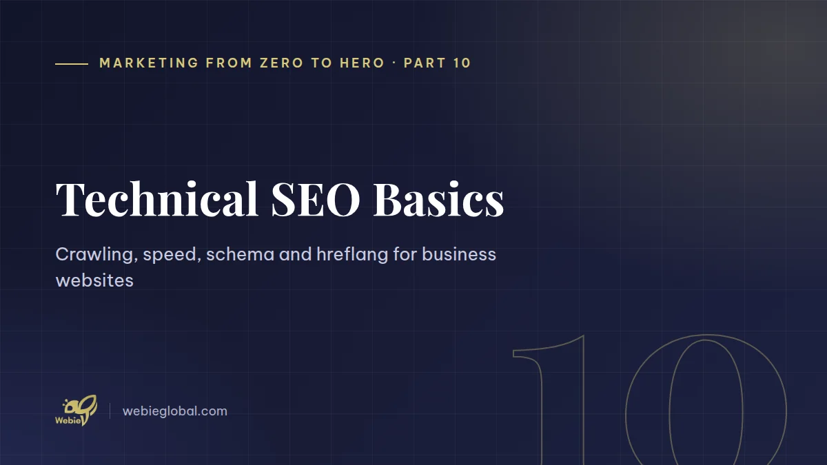 Technical SEO basics for business websites - Webie Global series cover